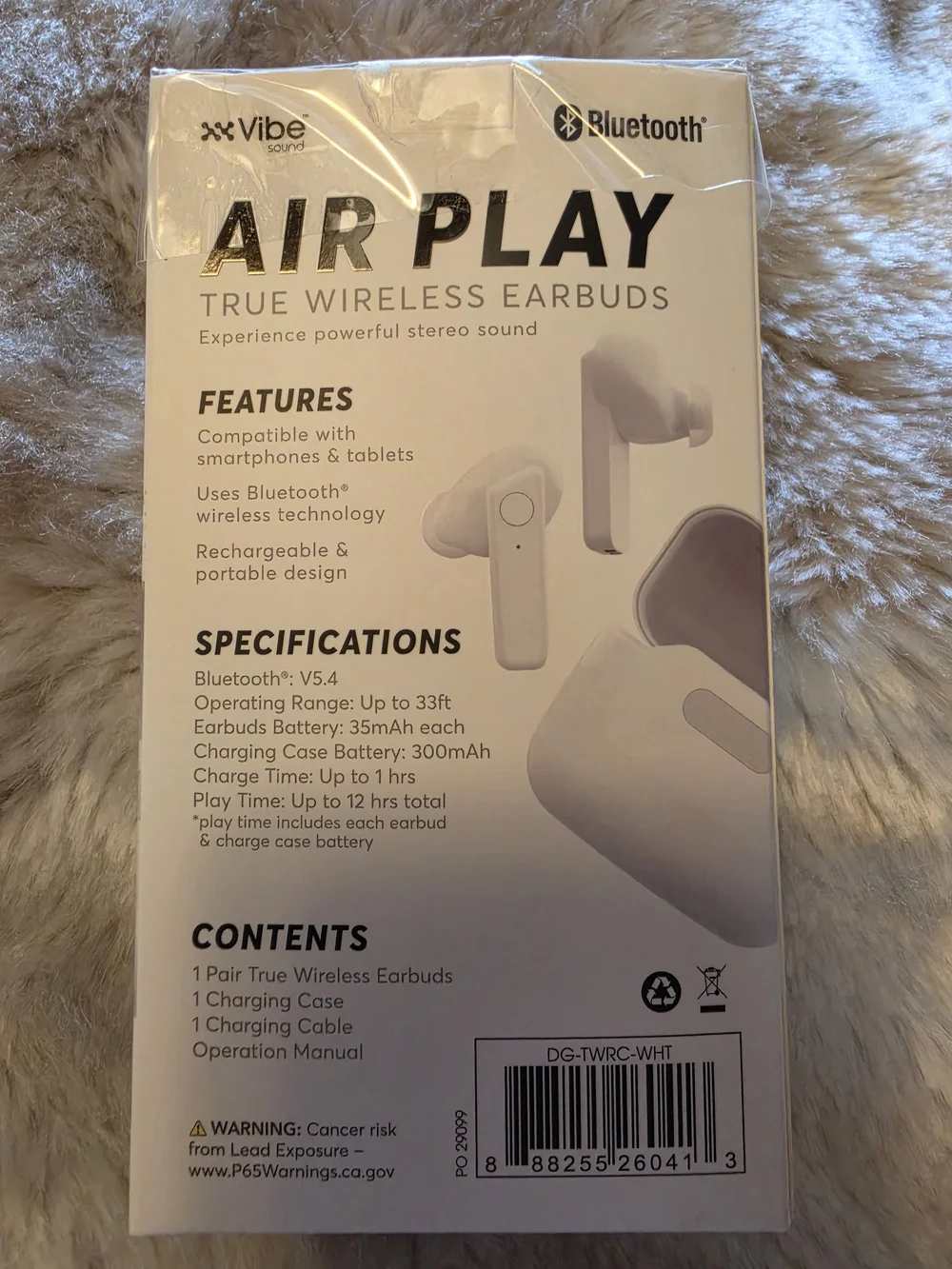 Vibe Air Play True Wireless Earbuds - White